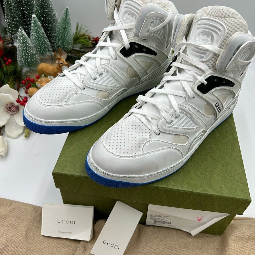 Men’s Gucci basket GG Supreme high top sneakers size 11.5 made in Italy - Picture 9 of 11